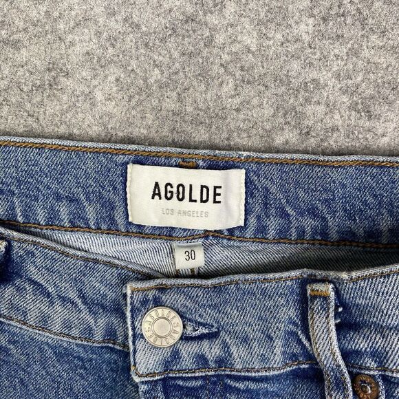 Agolde Riley Jeans High Rise Crop Jeans Size 30 Straight Light wash A056B-1255 - Picture 8 of 12
